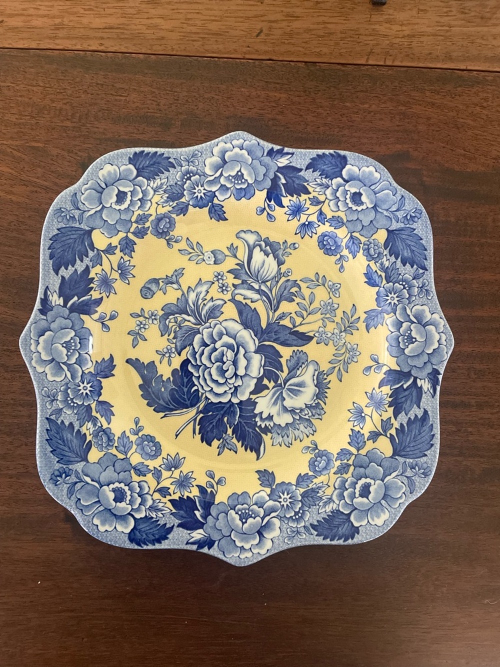 Set of 2 Spode Blue Room Garden Collection British Flowers Poppy Square Plates - Picture 5 of 6
